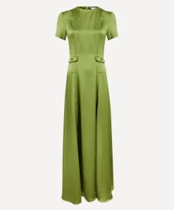 Maria de la Orden Dresses^Albane Olive Satin Dress