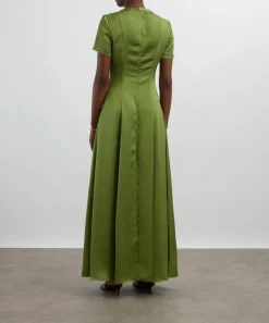 Maria de la Orden Dresses^Albane Olive Satin Dress