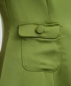 Maria de la Orden Dresses^Albane Olive Satin Dress