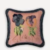 House of Hackney Cushions^Amatoria Pansies Medium Cotton Velvet Fringed Cushion
