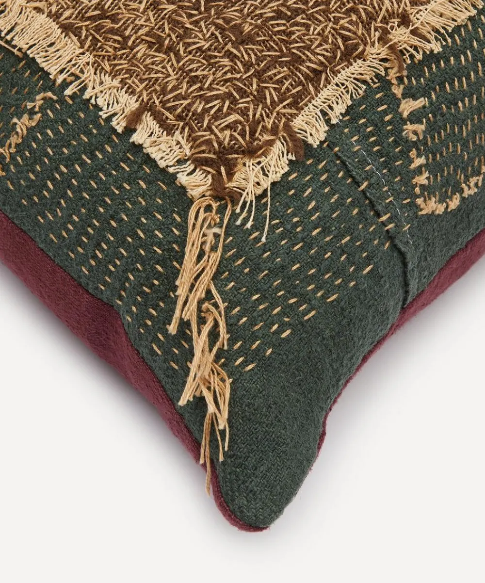 By Walid Cushions^Antique Textile Floral All Over Stitch Needlepoint Cushion 637