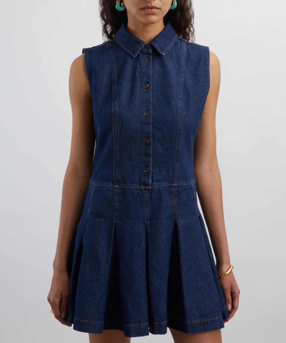 Reformation Dresses^Arella Denim Pleated Mini Dress
