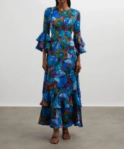 Liberty Dresses^Artist's Bouquet Silk Satin Gala Maxi Dress