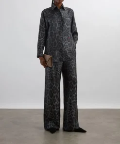 Stella McCartney Sleepwear^Ash Grey Oversized Drawstring Leopard Trousers