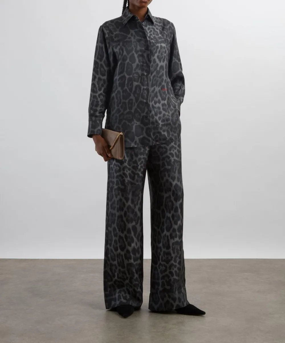 Stella McCartney Sleepwear^Ash Grey Oversized Drawstring Leopard Trousers