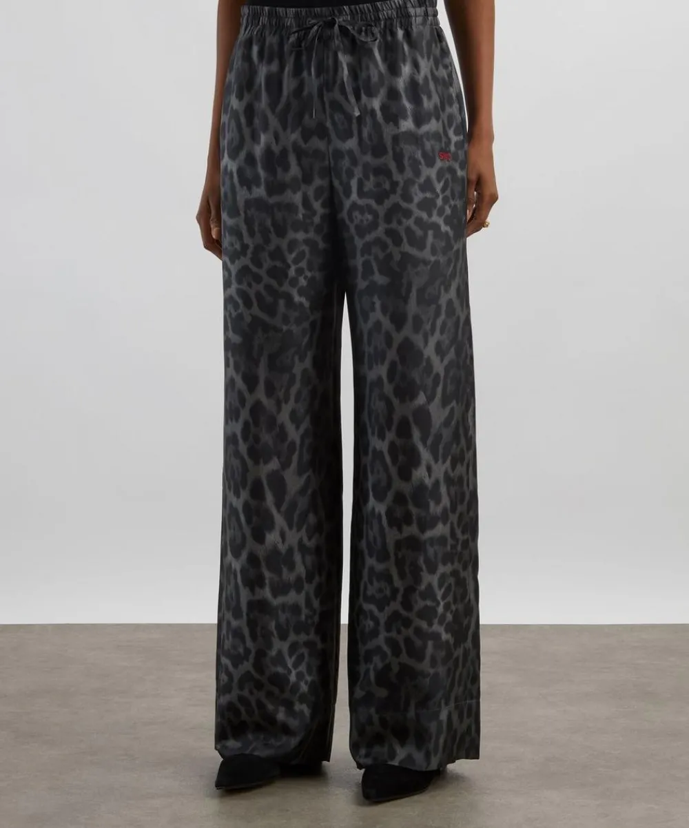 Stella McCartney Sleepwear^Ash Grey Oversized Drawstring Leopard Trousers