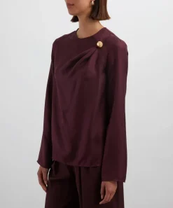 Loulou Studio Tops^Azae Draped Silk-Twill Top