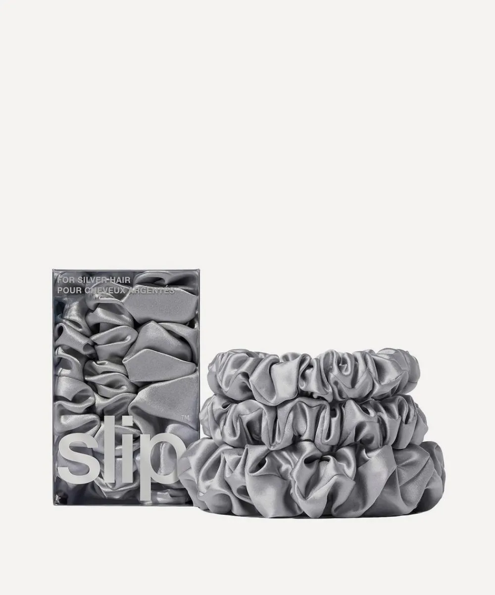 Slip Hair Styling^Back to Basics Silver Silk Scrunchie Trio