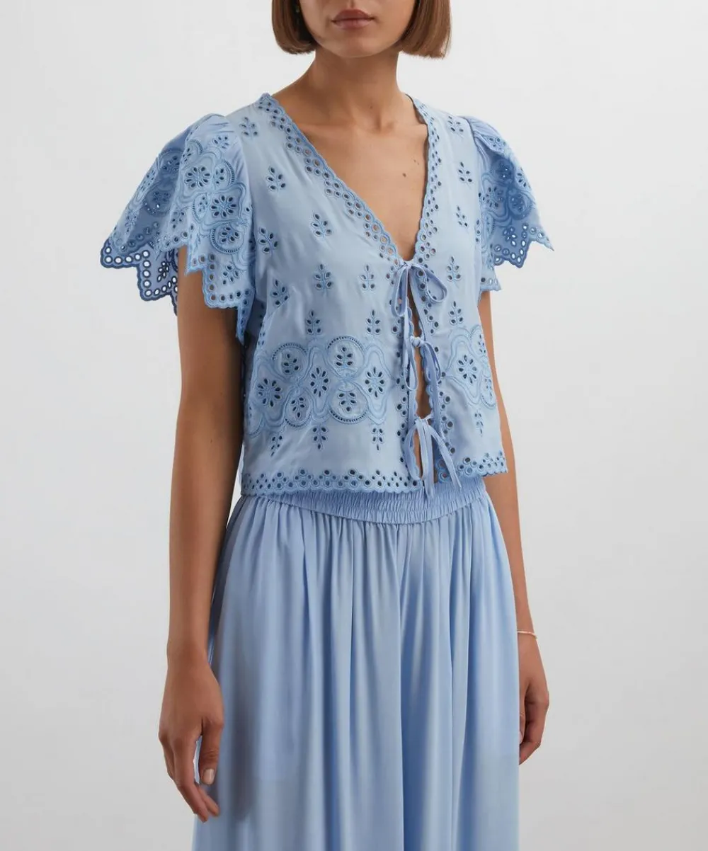 Hunter Bell Tops^Bardot Eyelet Tie Front Top