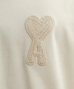 Ami Tops^Beige de Coeur Patch T-Shirt
