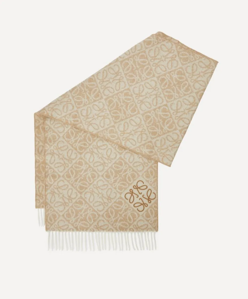 Loewe Scarves^Beige Anagram Wool-Blend Scarf