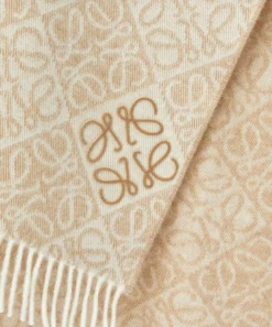 Loewe Scarves^Beige Anagram Wool-Blend Scarf