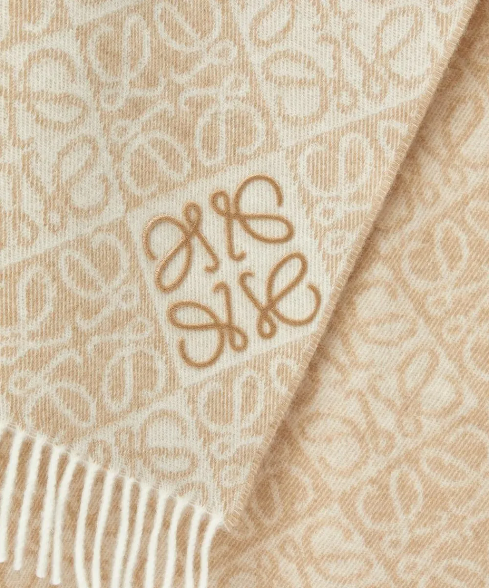 Loewe Scarves^Beige Anagram Wool-Blend Scarf