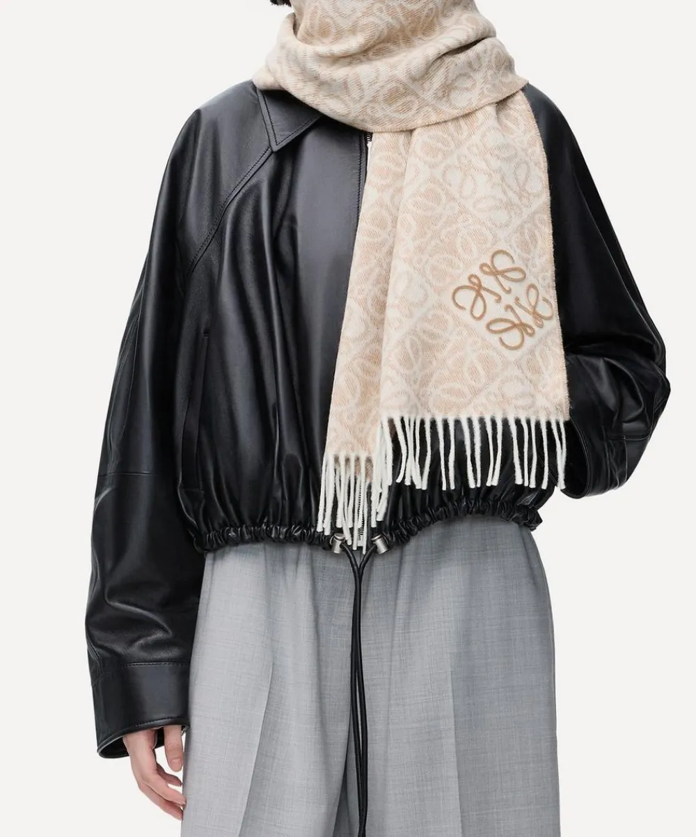 Loewe Scarves^Beige Anagram Wool-Blend Scarf