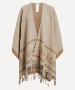 Max Mara Scarves^Beige Jacquard Wool Poncho
