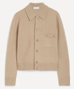 Dries Van Noten Knitwear & Sweats^Beige Ribbed Wool Cardigan