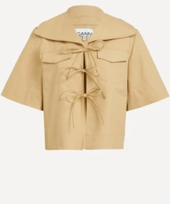Ganni Tops^Beige Stretch Cotton Blouse