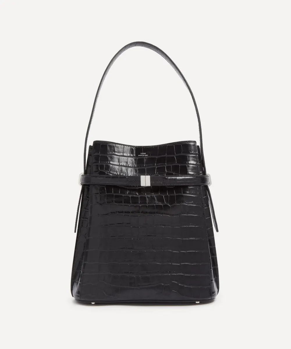 Toteme Bags^Belted Croc-Embossed Leather Bucket Bag