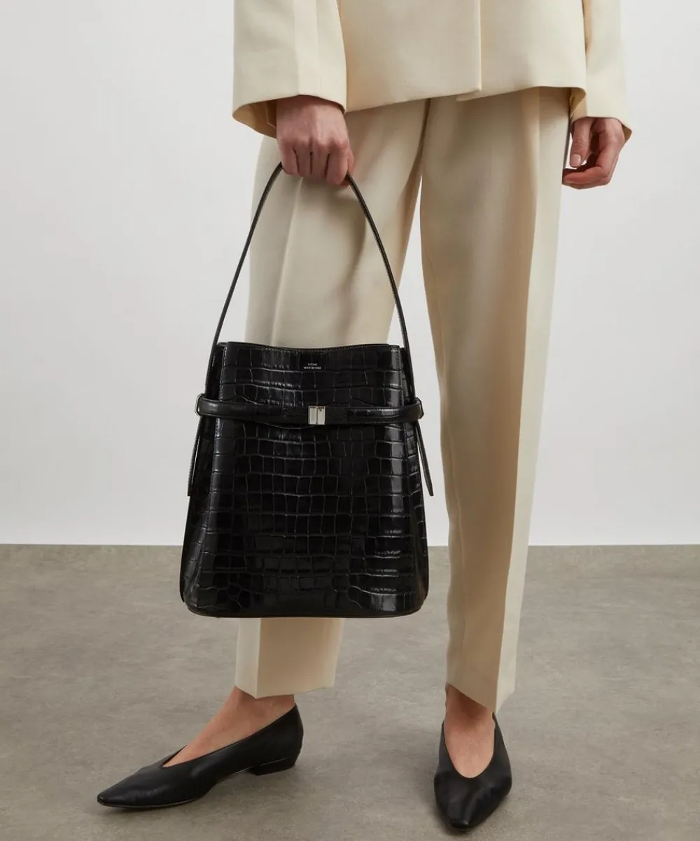 Toteme Bags^Belted Croc-Embossed Leather Bucket Bag