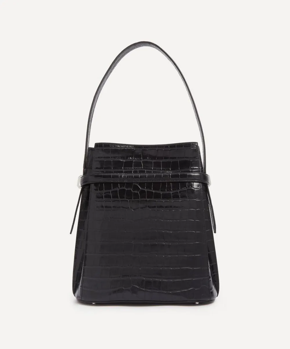 Toteme Bags^Belted Croc-Embossed Leather Bucket Bag
