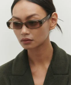 DMY Studios Sunglasses & Glasses^Billy Rectangle Transparent Olive Sunglasses