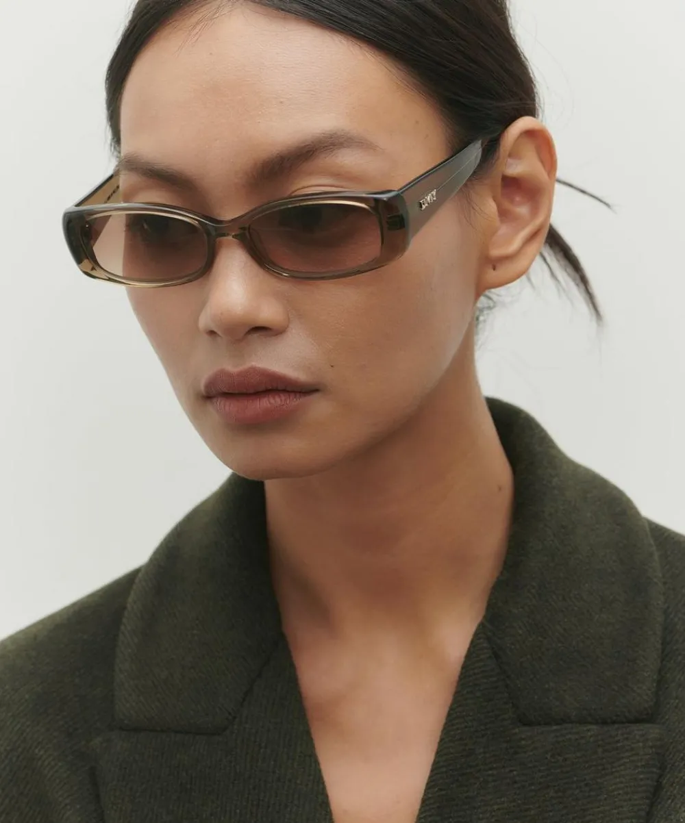 DMY Studios Sunglasses & Glasses^Billy Rectangle Transparent Olive Sunglasses