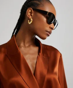 Saint Laurent Sunglasses & Glasses^Black Acetate Cat-Eye Sunglasses