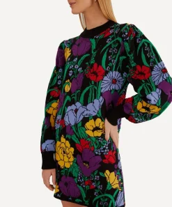 FARM Rio Dresses^Black Bucolic Garden Sweater Dress