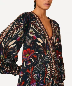FARM Rio Tops^Black Classic Garden Mirror Trim Blouse