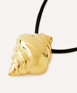 Kenneth Jay Lane Necklaces^Black Cord Seashell Pendant Necklace