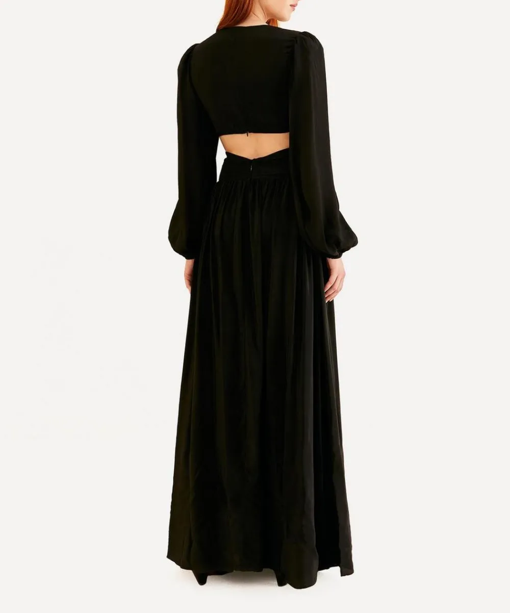 FARM Rio Dresses^Black Cut-Out Long-Sleeve Maxi-Dress