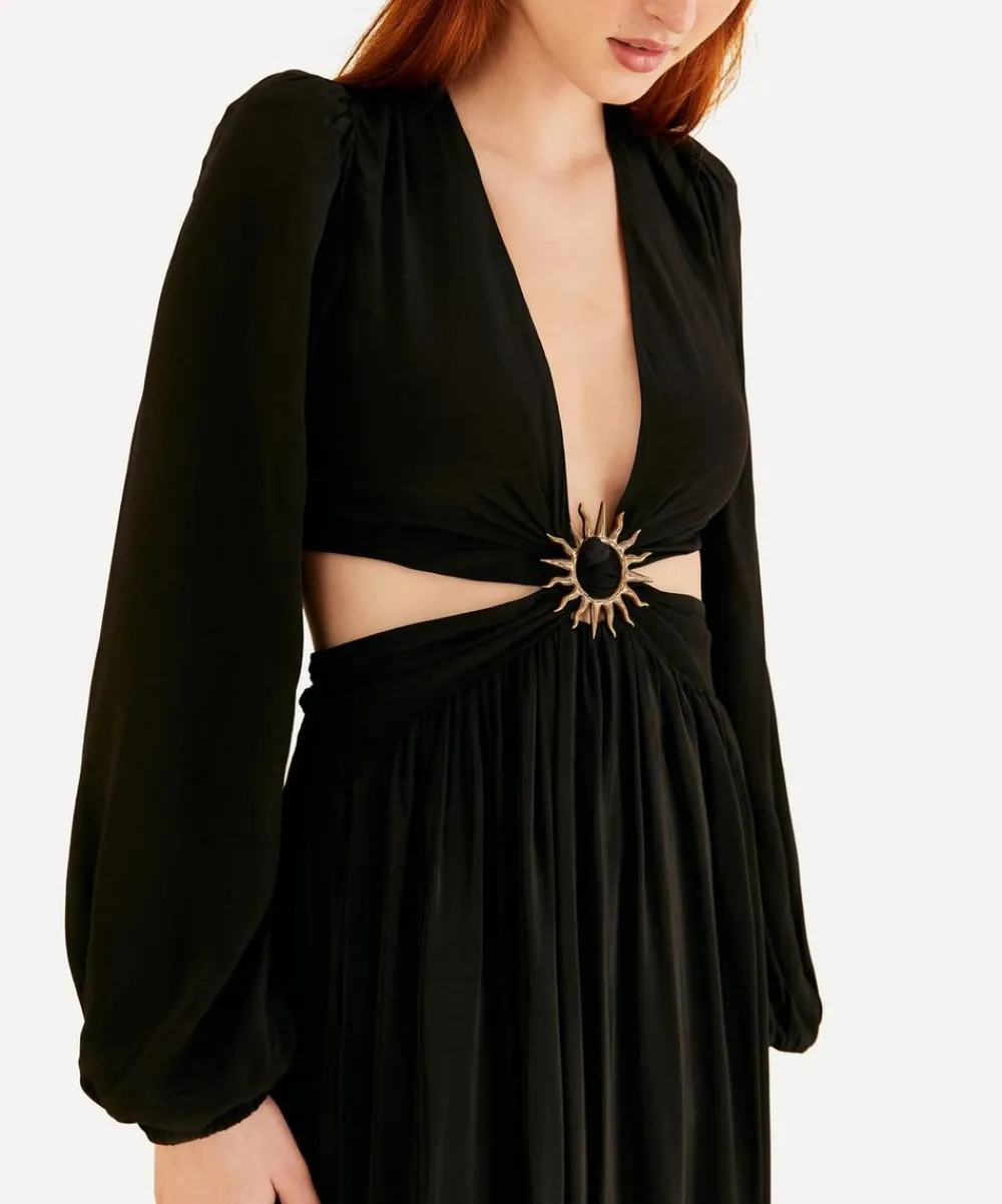 FARM Rio Dresses^Black Cut-Out Long-Sleeve Maxi-Dress