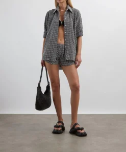 Hunza G Tops^Black Gingham Seersucker Shirt