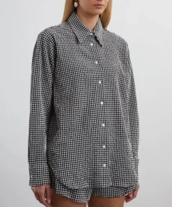 Hunza G Tops^Black Gingham Seersucker Shirt