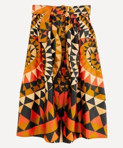 FARM Rio Skirts^Black Heart Deco Button Down Midi-Skirt