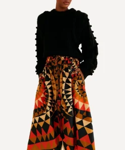 FARM Rio Skirts^Black Heart Deco Button Down Midi-Skirt