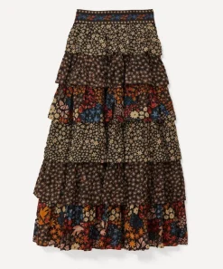 FARM Rio Skirts^Black Jujus Garden Midi Skirt