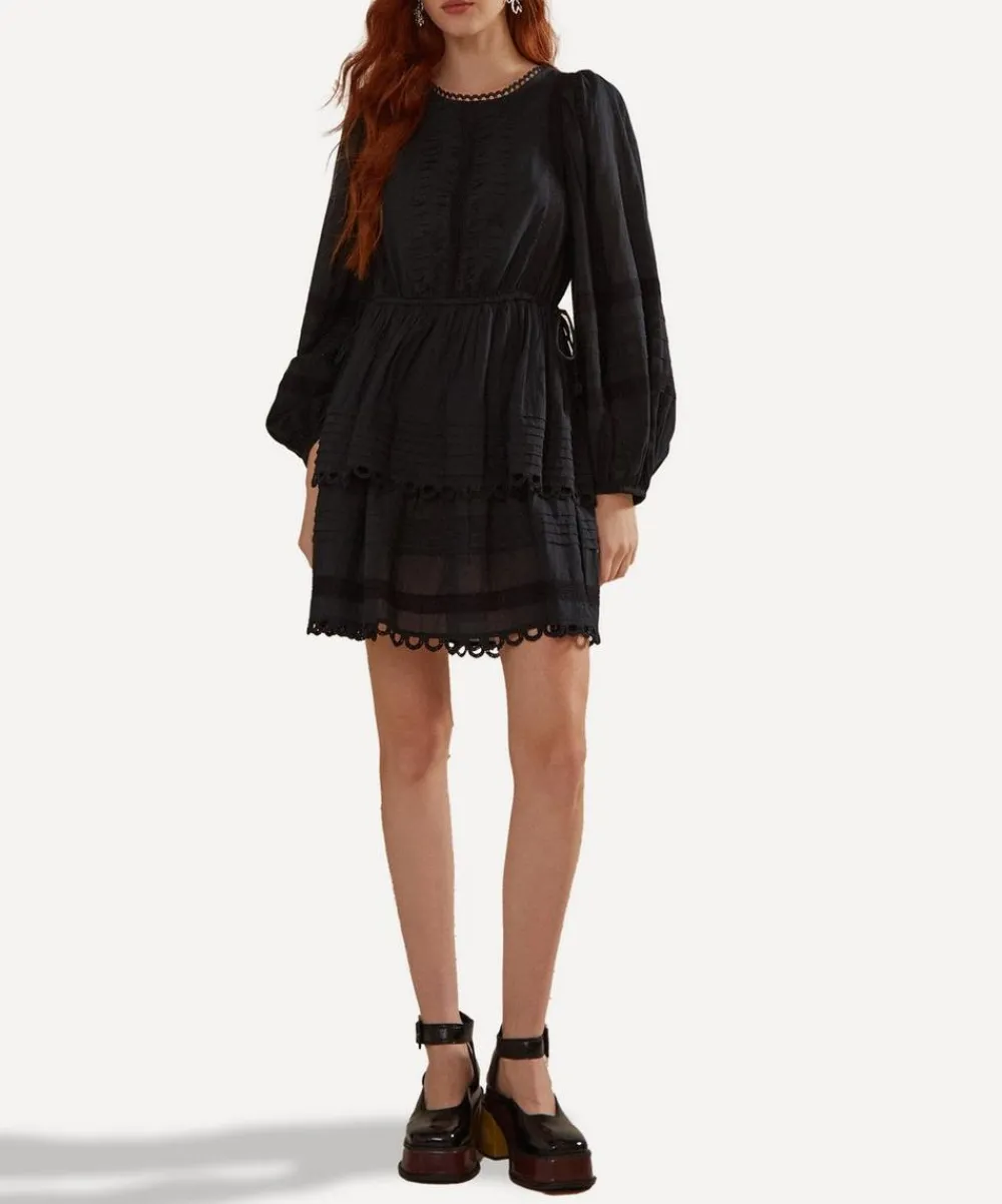 FARM Rio Dresses^Black Lace Long Sleeve Mini