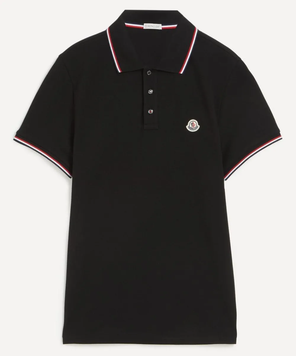 Moncler Tops^Black Logo Patch Polo Shirt