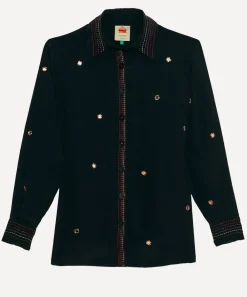 FARM Rio Tops^Black Rainbow Beaded Mirror Trim Shirt