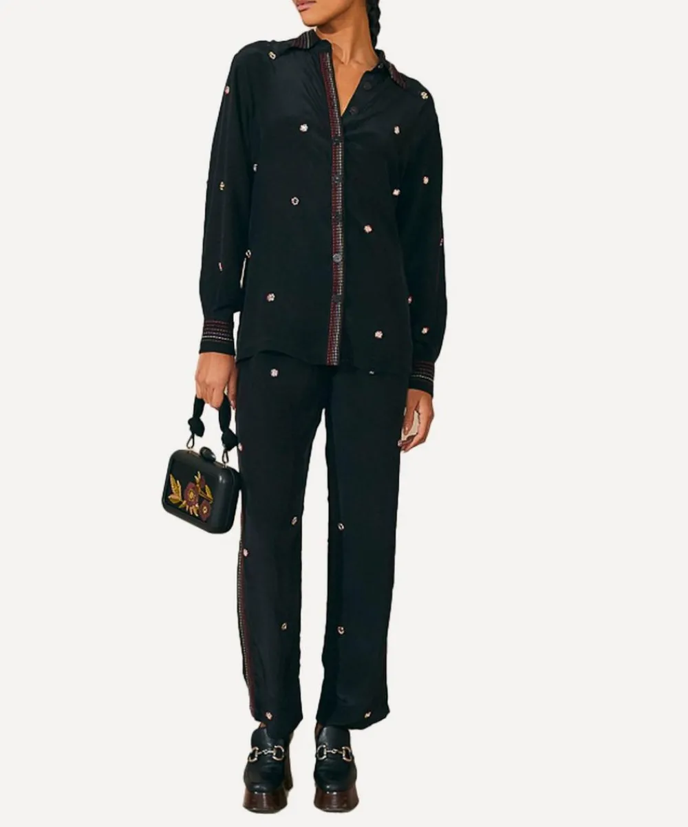 FARM Rio Tops^Black Rainbow Beaded Mirror Trim Shirt