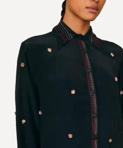 FARM Rio Tops^Black Rainbow Beaded Mirror Trim Shirt