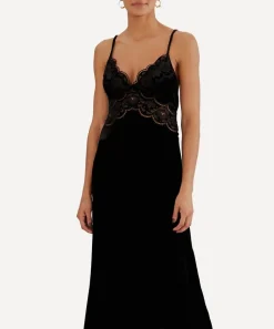 FARM Rio Dresses^Black Richelieu Velvet Slip Dress