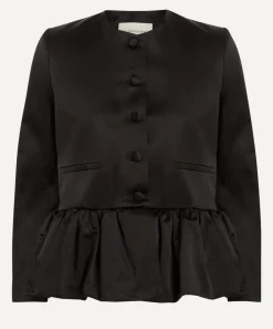 Liberowe Coats & Jackets^Black Silk Peplum Jacket