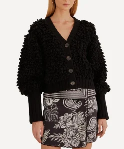 FARM Rio Knitwear^Black Textured V-Neck Cardigan