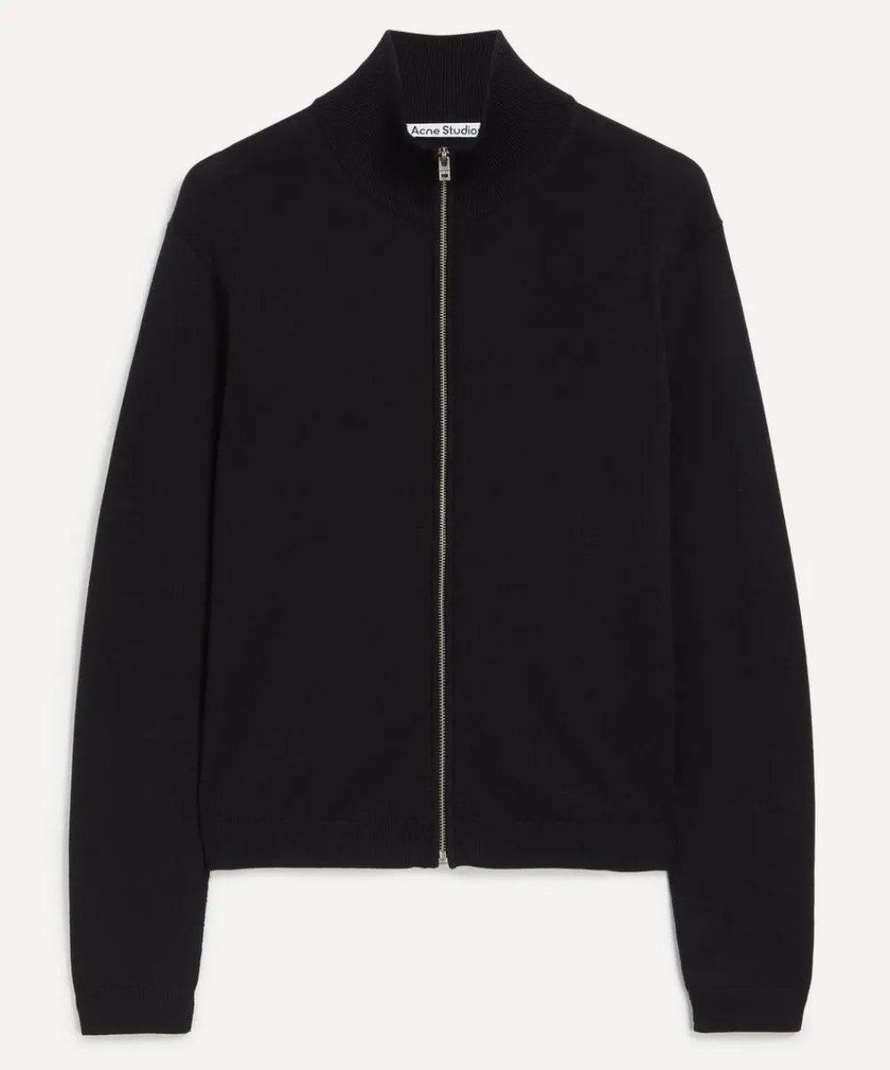 Acne Studios Trousers^Black Wool Zip-Up Cardigan