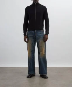 Acne Studios Trousers^Black Wool Zip-Up Cardigan
