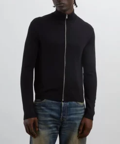 Acne Studios Trousers^Black Wool Zip-Up Cardigan