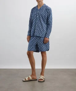SMR Days Shorts^Blue Block Geometric Print Es Cubells Cotton Shorts
