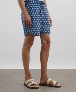 SMR Days Shorts^Blue Block Geometric Print Es Cubells Cotton Shorts